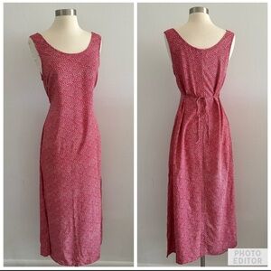 Vintage Maxi Floral Red Dress Sz M